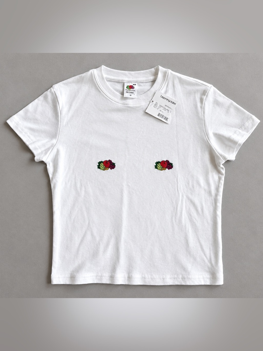 HommeGirls x Fruit of the Loom Cropped White T Shirt Double logo Large